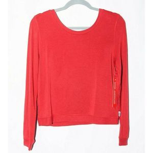 Good American Plunge Back Sweatshirt Soft Red A799